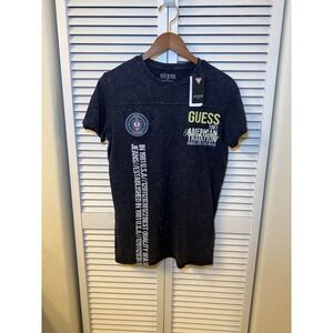 Kids Guess T Shirt Smart Blue Organic Cotton Graphic Print Size 16